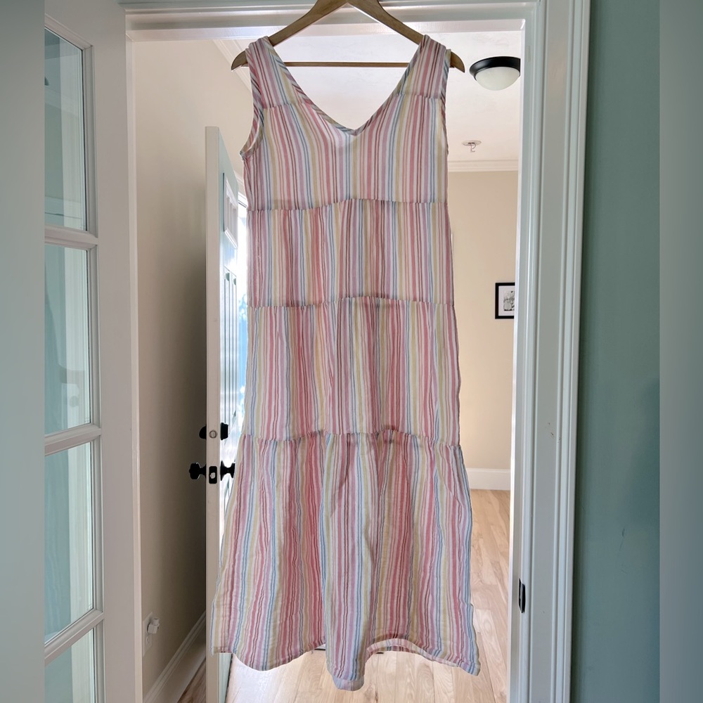 Marine Layer Corrine Maxi Dress in Rainbow Stripe